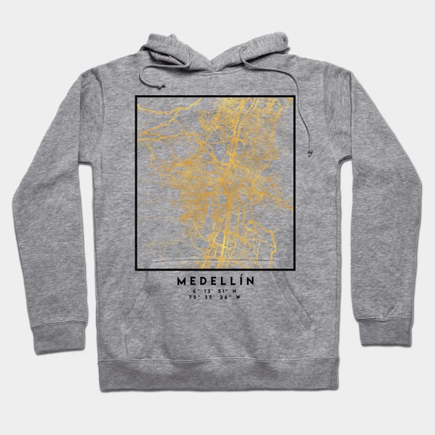 MEDELLÍN COLOMBIA CITY STREET MAP ART Hoodie by deificusArt